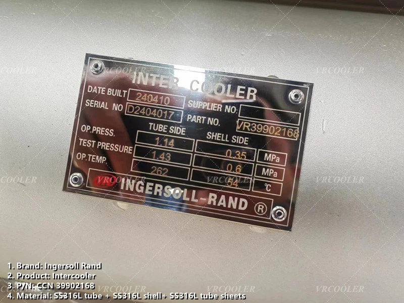 All SS Ingersoll Rand Intercooler CCN 39902168 All SS Ingersoll Rand Intercooler CCN 39902168